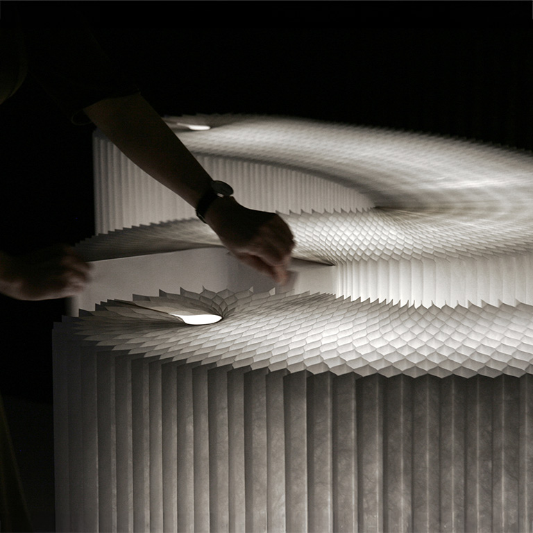 white softblocks as flexible display furniture, illuminated by LED - molo 2009