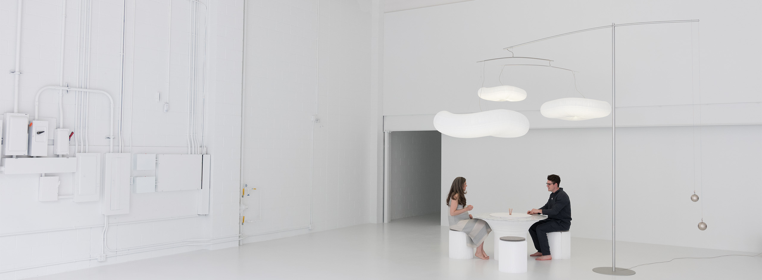 cloud mast, functional light sculpture, light over meeting table, molo