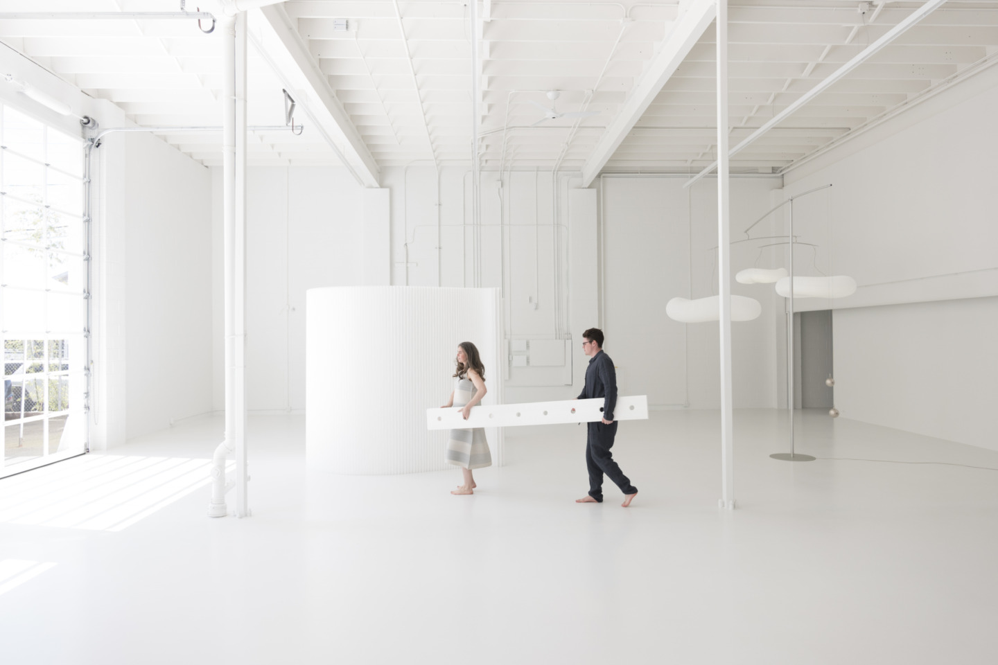 paper furniture including flexible walls and lighting elements.