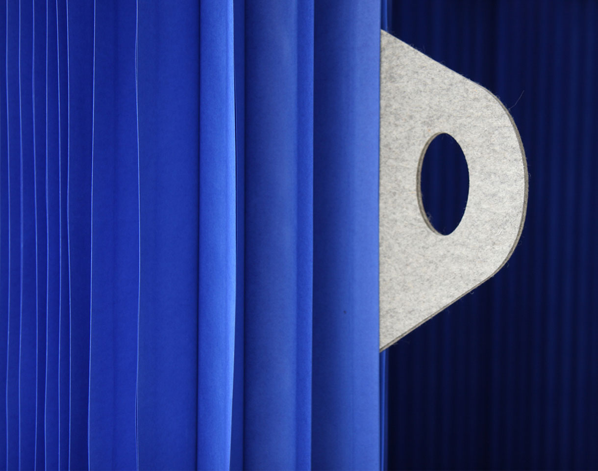 grey wool felt handle on an indigo softwall