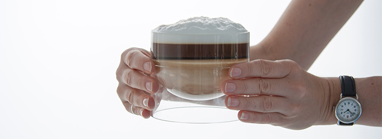 Hot cocoa in a float glassware