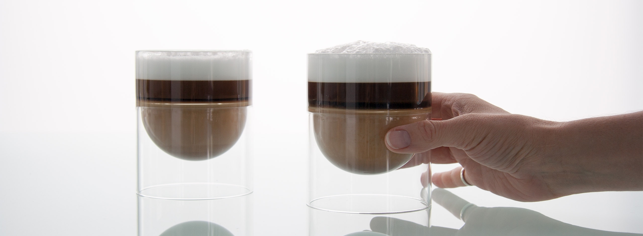 cappuccinos in float wine glasses