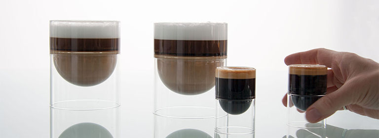 cappuccino and espresso in float glass