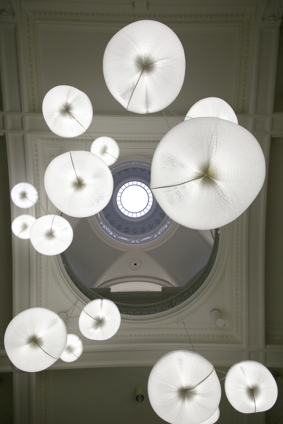 cloud mobiles installed in the Vancouver Art Gallery's 