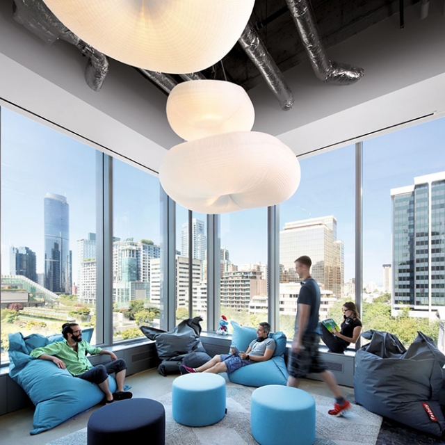 molo cloud light pendants at the Sony Pictures Imageworks Head Office in Vancouver, Canada.