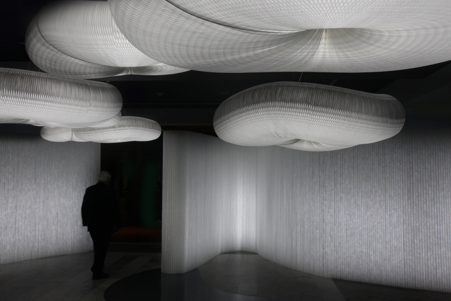 molo white textile softwall + LED and cloud softlight at the surrealist exhibition at the Vancouver Art Gallery