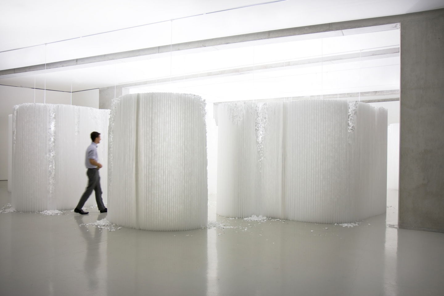 custom white textile softwalls at molo's installation 'delicate erosion: a study in light and ephemeral space' at the Centro de Arte Caja de Burgos in Spain