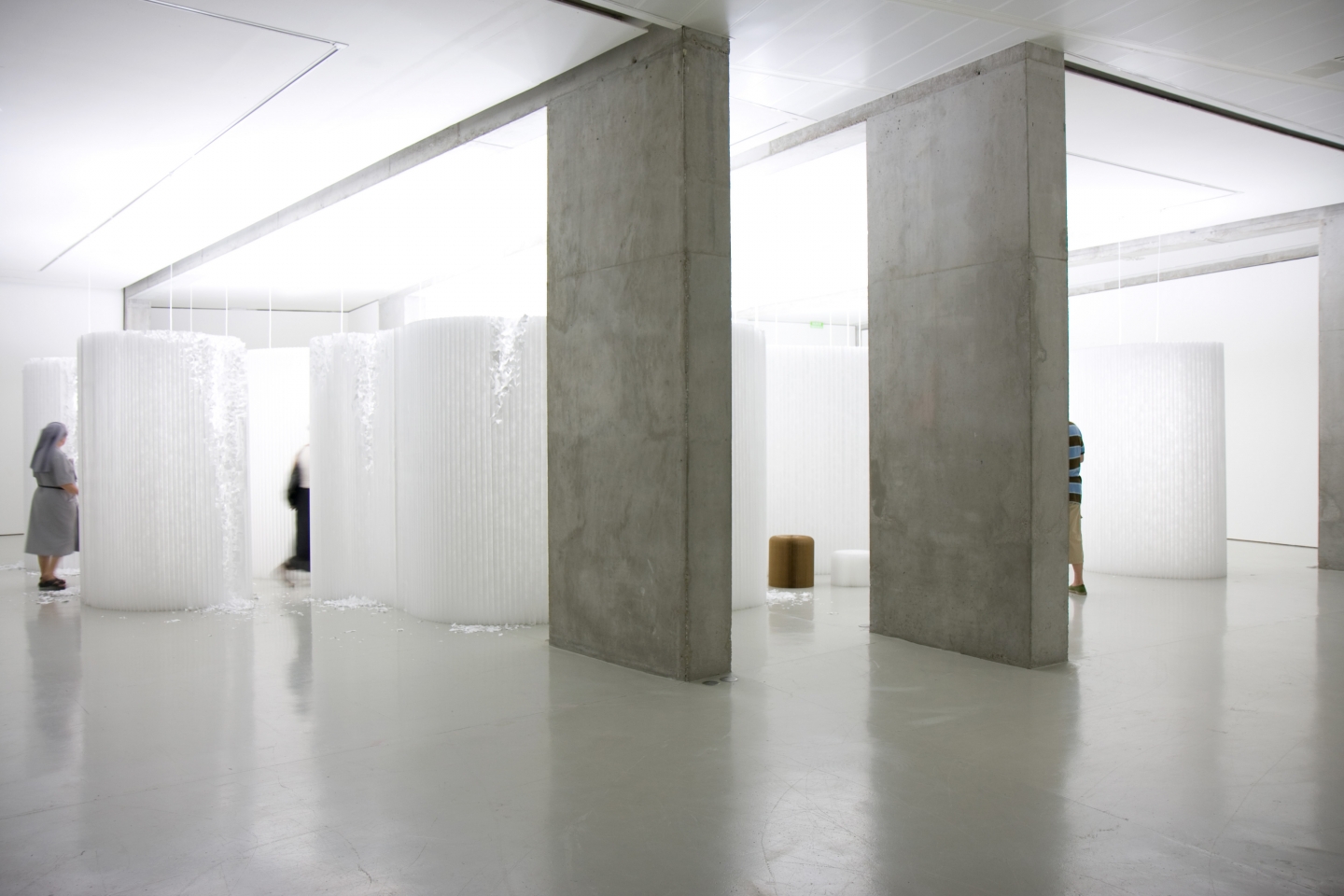 custom white textile softwalls at molo's installation 'delicate erosion: a study in light and ephemeral space' at the Centro de Arte Caja de Burgos in Spain