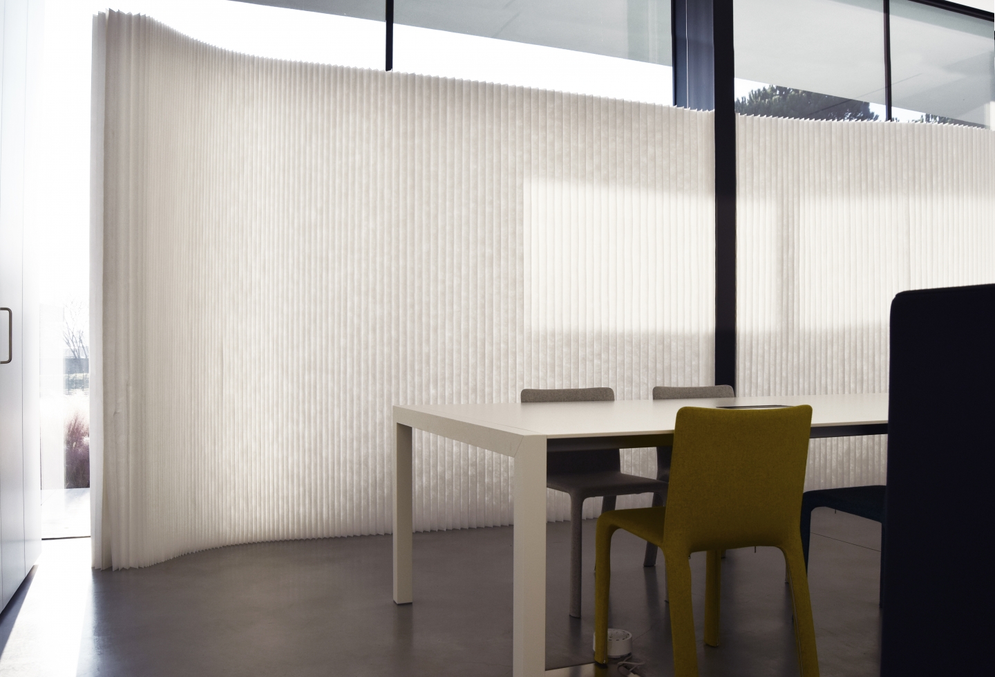 molo white textile softwalls at the Kristalia offices in Italy