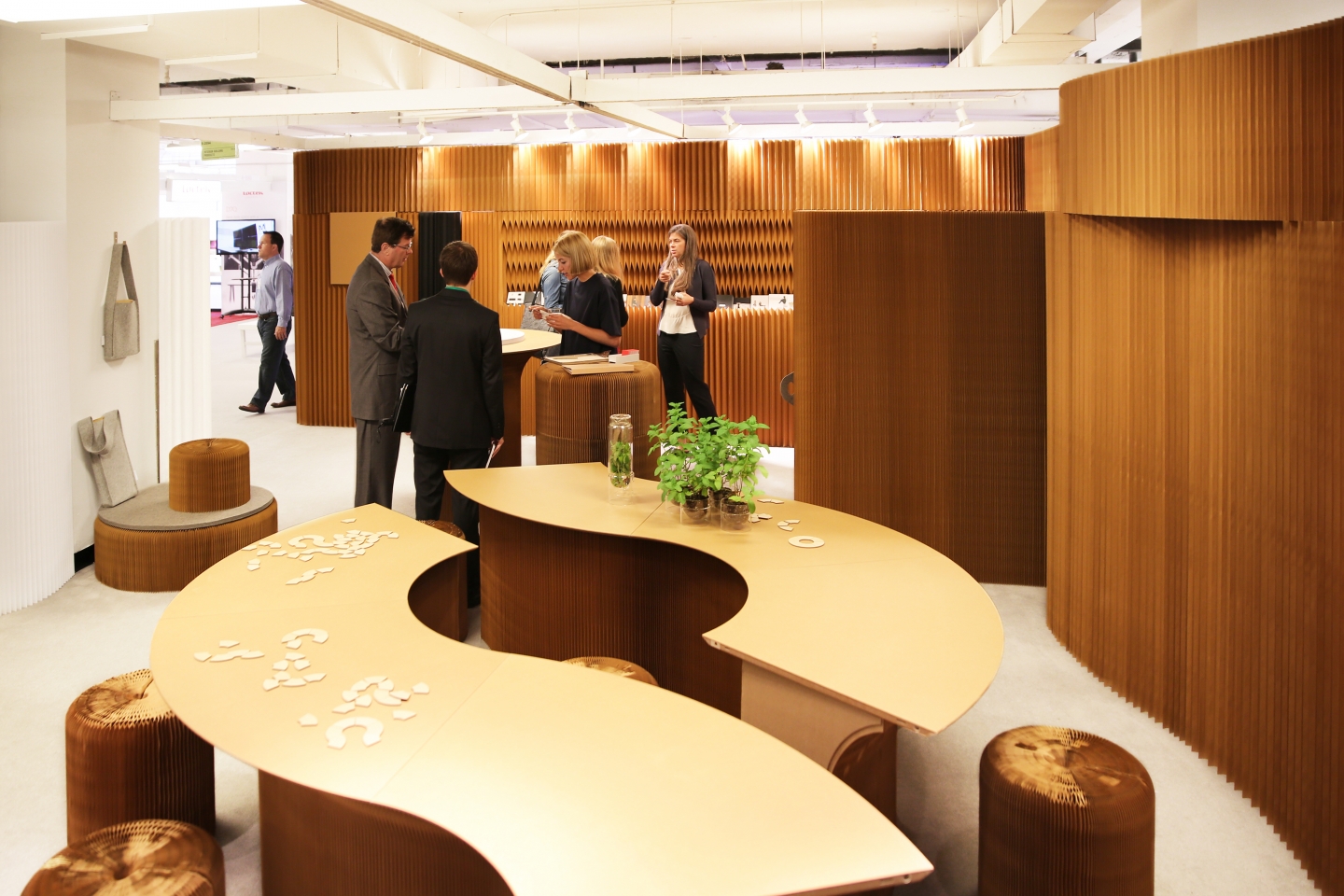 honeycomb paper furniture by molo - molo's installation at NeoCon featured a range of products from cantilever table to softwall + softblock and float