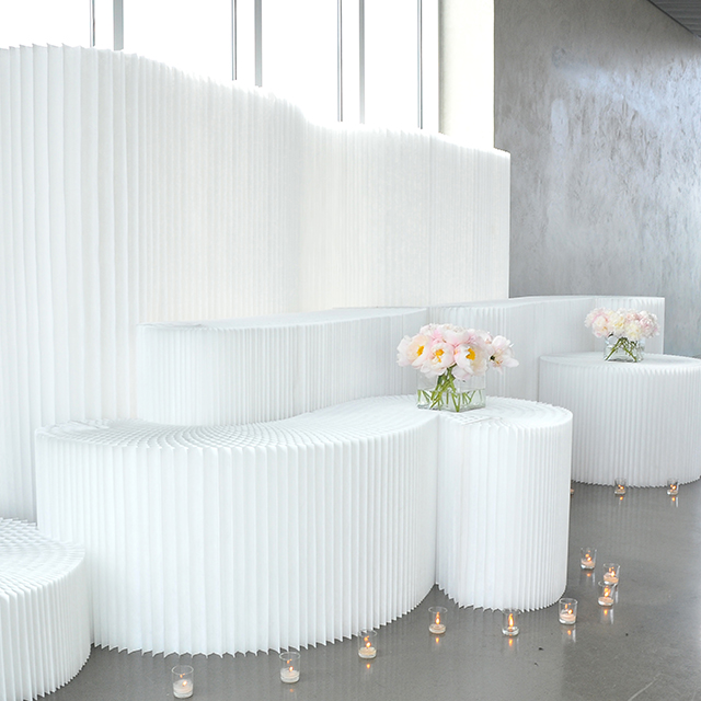 molo white textile softblocks for a creative wedding alter in New York (design by Taylor Creative)