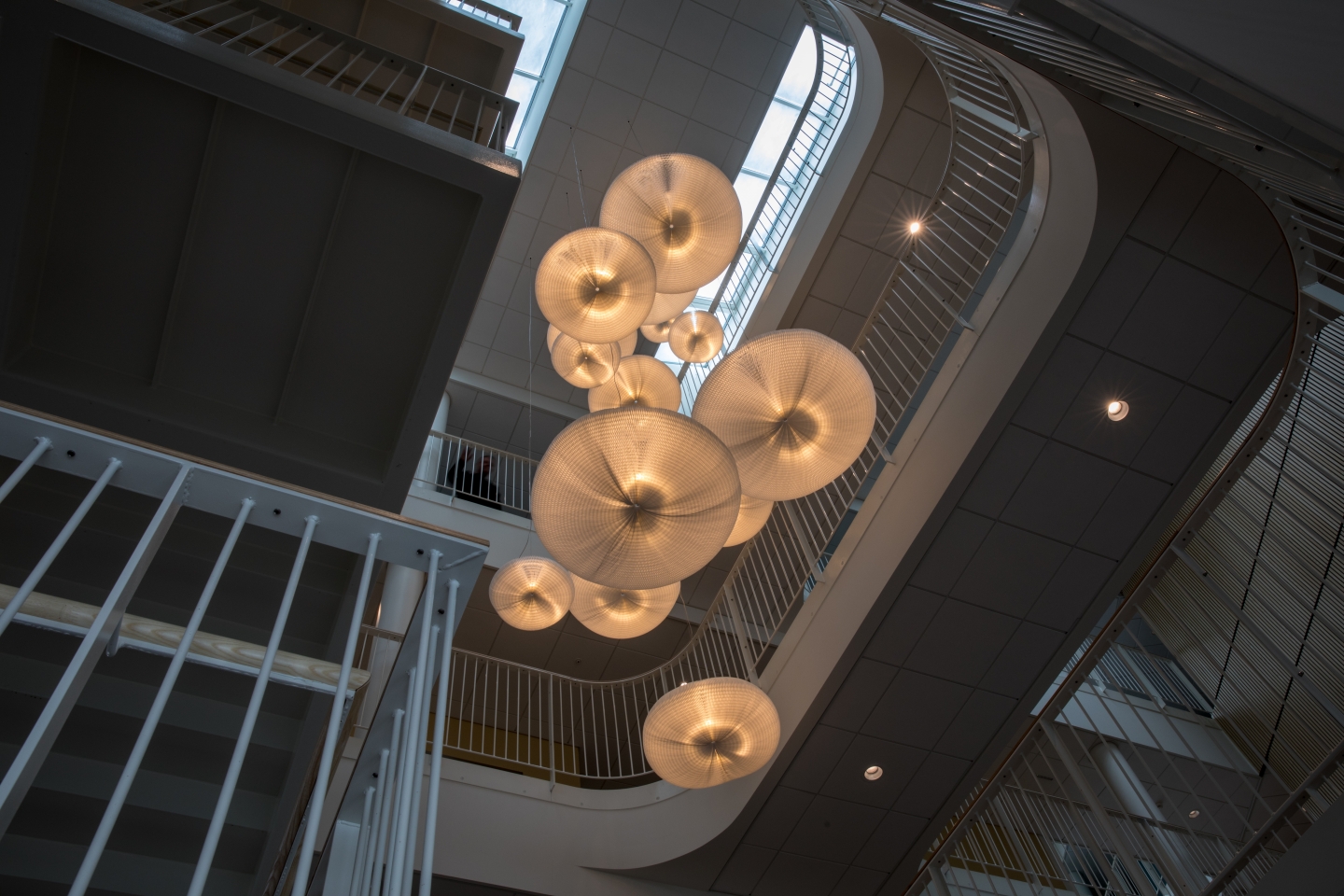 molo's cloud lights arranged in an atrium.