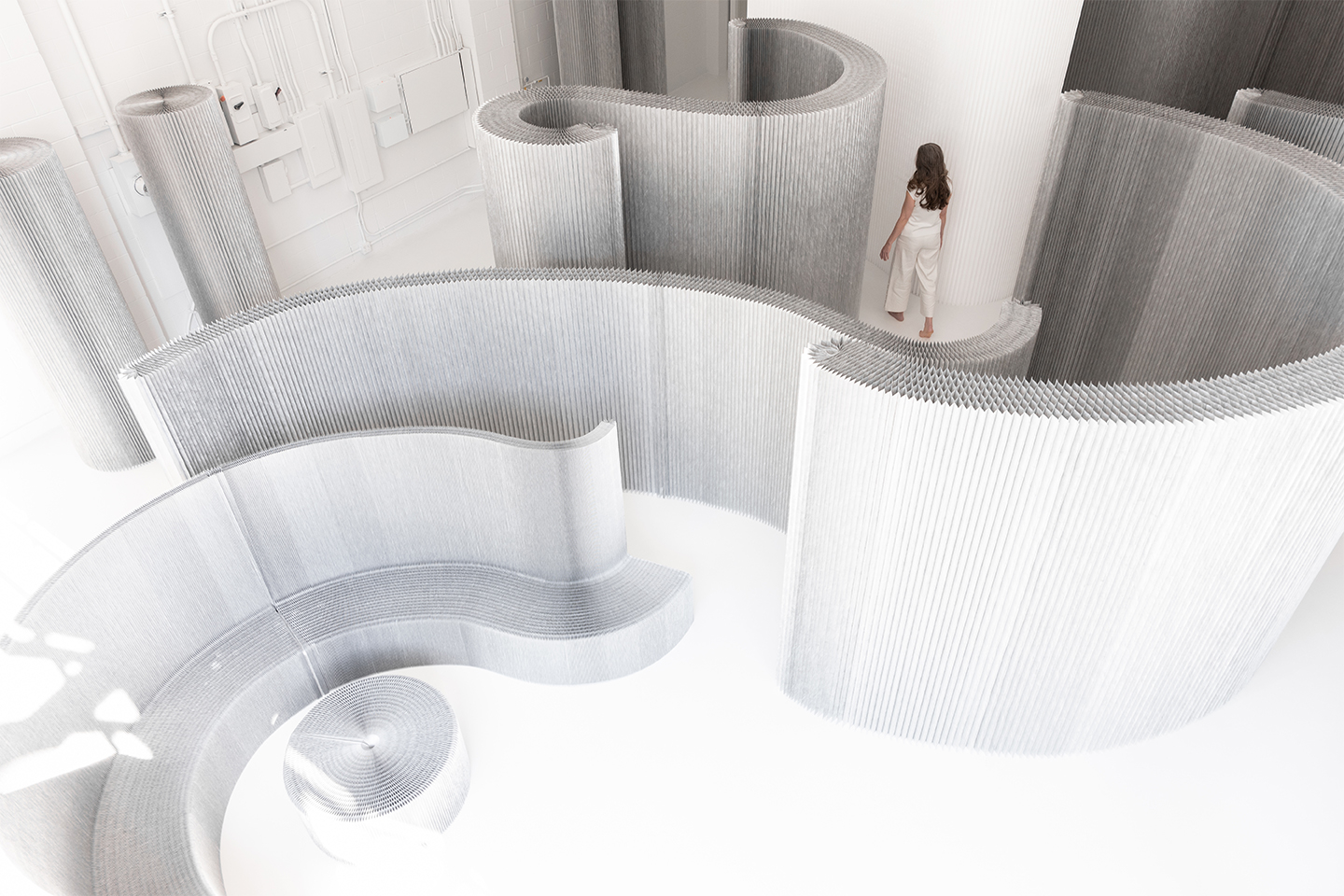 molo's custom wall partitions and paper furniture