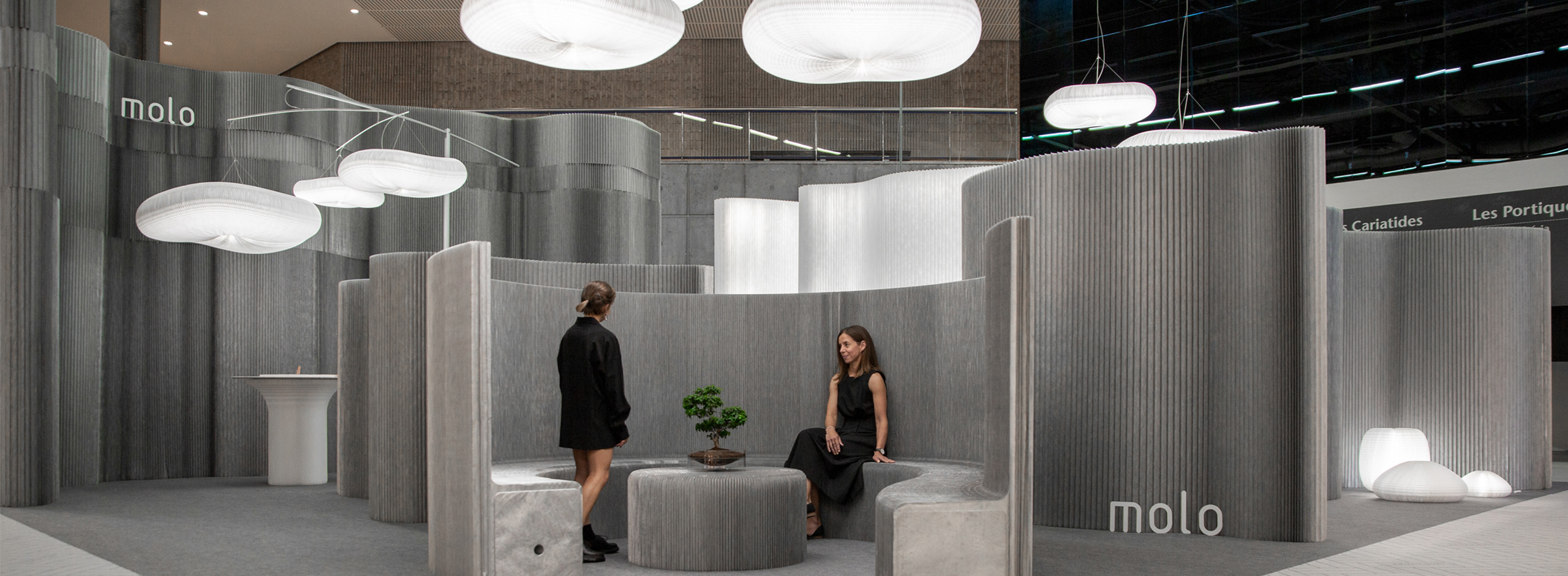 aluminum textile wall partitions cloud pendant lighting by molo