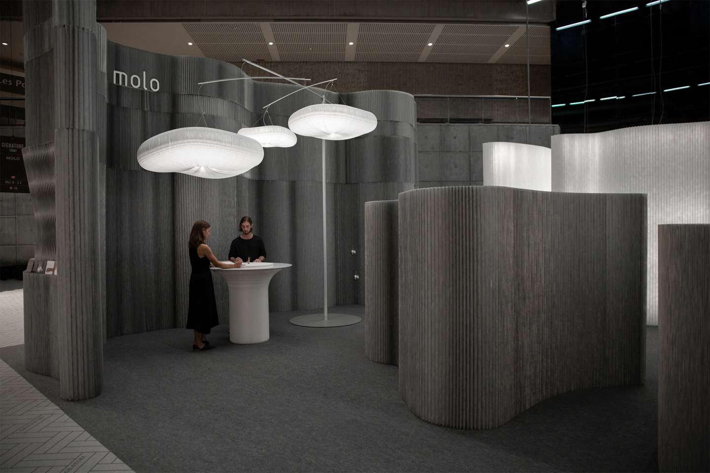 cloud lighting and aluminum room partitions by molo