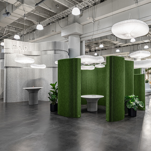 green-textile-softwall,-custom-event-walls,-luxury-display-system,-easy-to-ship-event-decor,-ICFF-2025-New-York,-molo